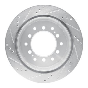 Lexus GX460 Brake Rotor (1) - Rear Right - R1 Concepts - Drilled & Slotted - Silver - `10-`24